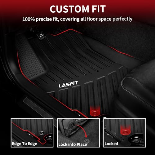 LASFIT حصائر أرضية LASFIT لتويوتا كامري 2015 2016 2017 LE/SE/XLE/XSE/هايبرد، حصائر TPE لجميع الأحوال الجوية مصممة خصيصًا لتناسب أرضية تويوتا كامري الأمامية والخلفية 2 صف، سوداء - Image 2