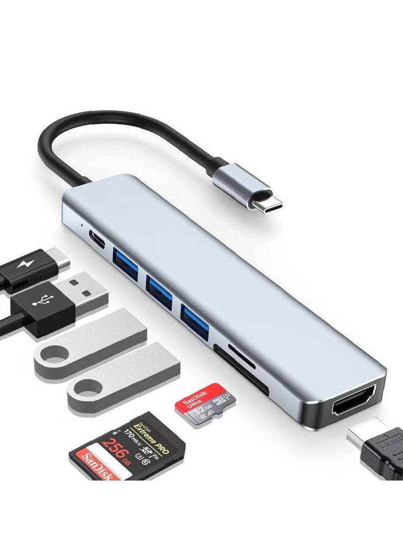 7 in 1 USB C Multiport Adapter for Macbook Pro/Air & Type C Enable Devices