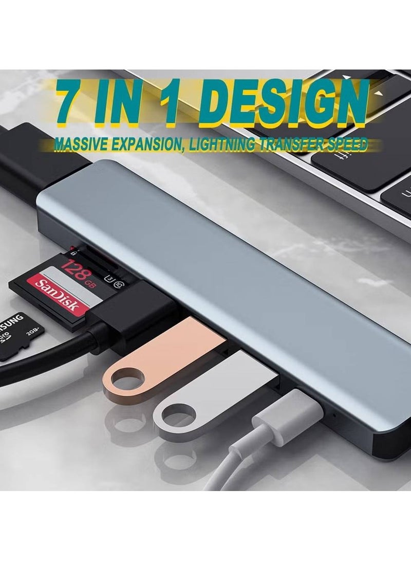 7 in 1 USB C Multiport Adapter for Macbook Pro/Air & Type C Enable Devices