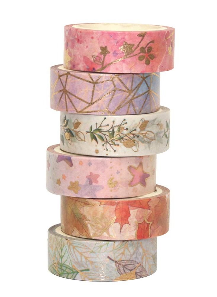 Y&D Gold Patterned Tape Set, 6 Rolls, Masking for Decorative Artwork Crafts Journals Planners Gift Wrap 15mm  - Image 2