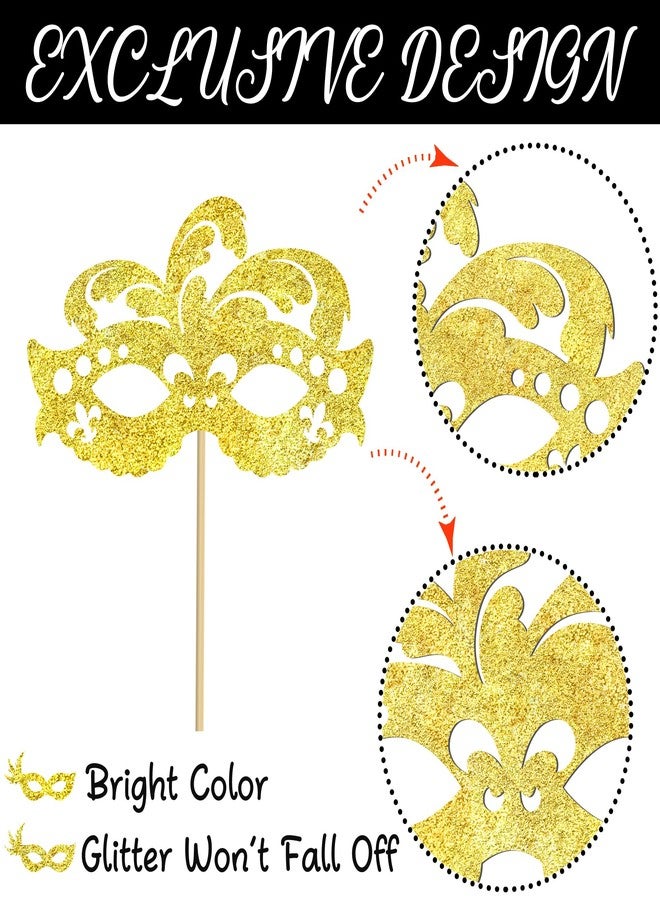 اوموني أعواد تزيين طاولة على شكل قناع تنكري من أوموني، 12 قطعة، لامعة باللونين الأسود والذهبي، لتزيين الطاولات، زينة على شكل قناع البندقية، ديكورات حفلات تنكرية، لوازم حفلات ماردي غرا وأعياد الميلاد وحفلات توديع العزوبية - Image 5