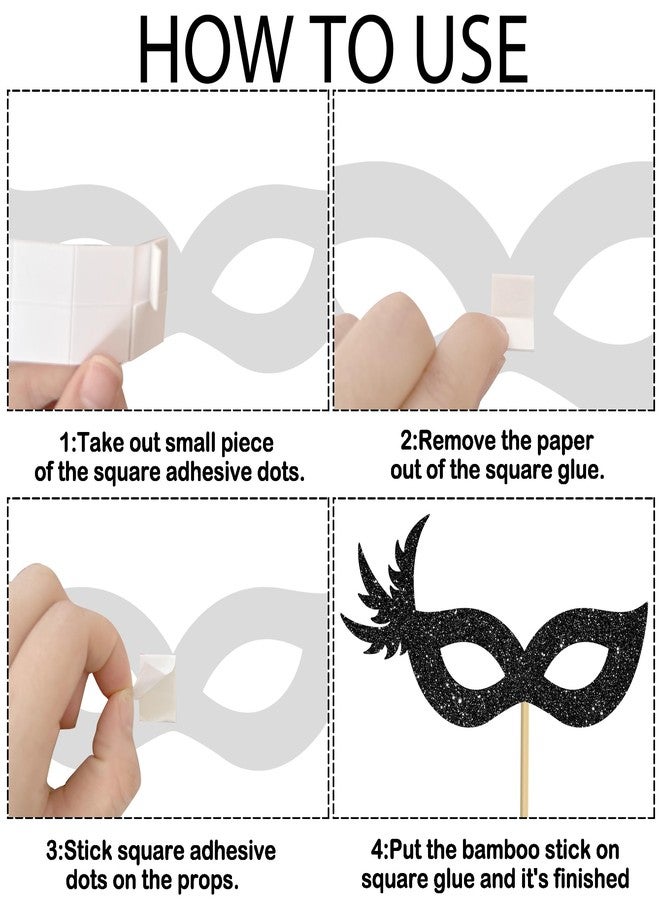 اوموني أعواد تزيين طاولة على شكل قناع تنكري من أوموني، 12 قطعة، لامعة باللونين الأسود والذهبي، لتزيين الطاولات، زينة على شكل قناع البندقية، ديكورات حفلات تنكرية، لوازم حفلات ماردي غرا وأعياد الميلاد وحفلات توديع العزوبية - Image 4