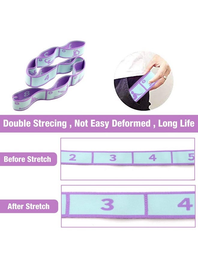 برو بيروس حزام اليوجا Proberos® للنساء والرجال، حزام يوجا مرن مكون من 8 حلقات للتمدد، شريط مقاومة متعدد الوظائف لتمارين اليوجا واللياقة البدنية وإعادة التأهيل وتصحيح مفصل الكاحل والشلل النصفي - Image 5