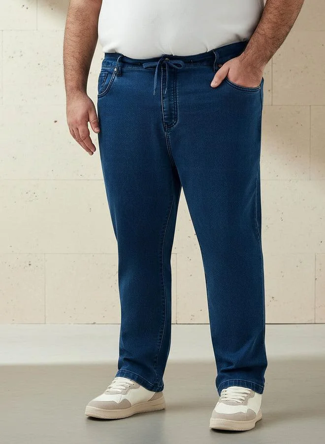 ماكسيم جينز رجالي بقصة عادية وخصر مرن