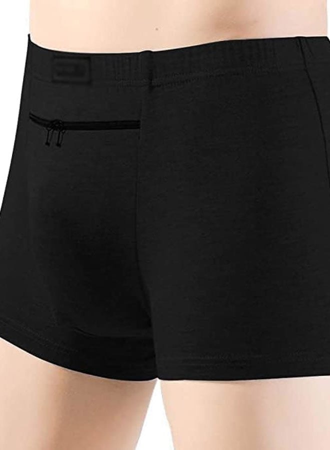 HR Men's Hide Your Stash Boxer Briefs with Secret Hidden Pocket Underwear, 2 Packs (Black), Black, L - Image 2