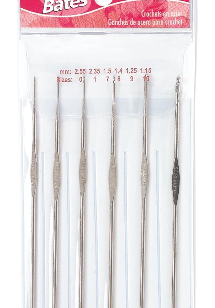 Susan Bates Steelite Crochet Hook Set with 6 Nickel Plated Steel Hooks