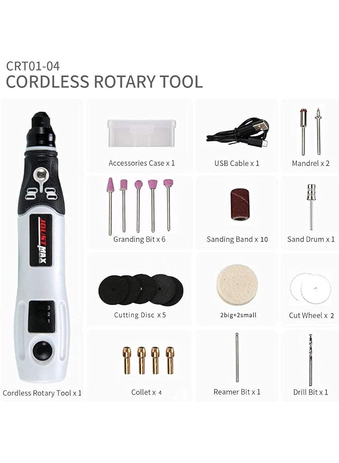 إيروريكس أداة دوارة لاسلكية صغيرة كهربائية متعددة الأدوات 4.2 فولت ليثيوم أيون آلة نقش لاسلكية مع 3 إعدادات سرعة متغيرة نقش يدوي يدوي تلميع ثقب قطع إزالة الصدأ - Image 2