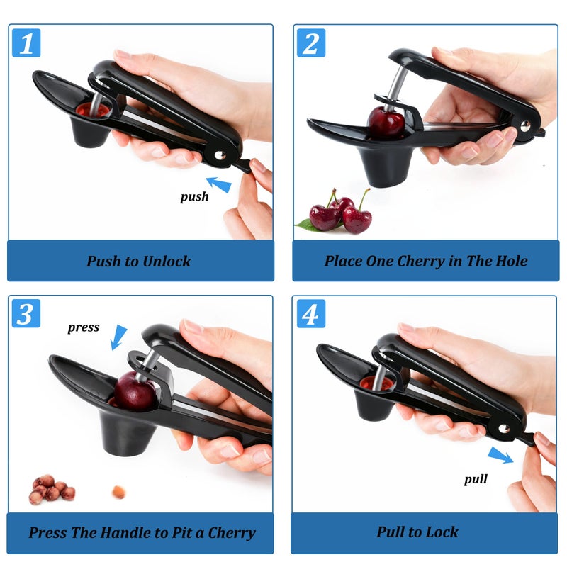 EWPJDK Cherry Pitter Tool Pit Remover Heavy-Duty Stainless Steel Olive Pitter Tool for Making Cherry Jam (Black) - Image 2