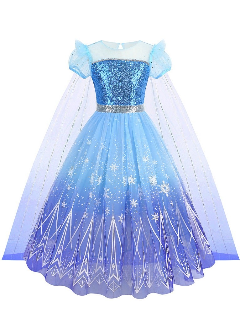 Elsa Princess Costume Carnival Fancy Dress Party Dress Gift For Children's Day Kids Cosplay Carnival Halloween Party Birthday Blue - Image 2