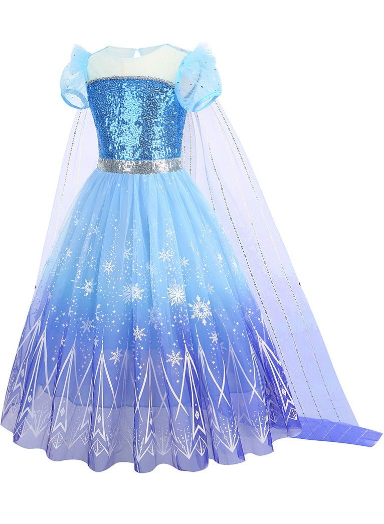 Elsa Princess Costume Carnival Fancy Dress Party Dress Gift For Children's Day Kids Cosplay Carnival Halloween Party Birthday Blue - Image 3