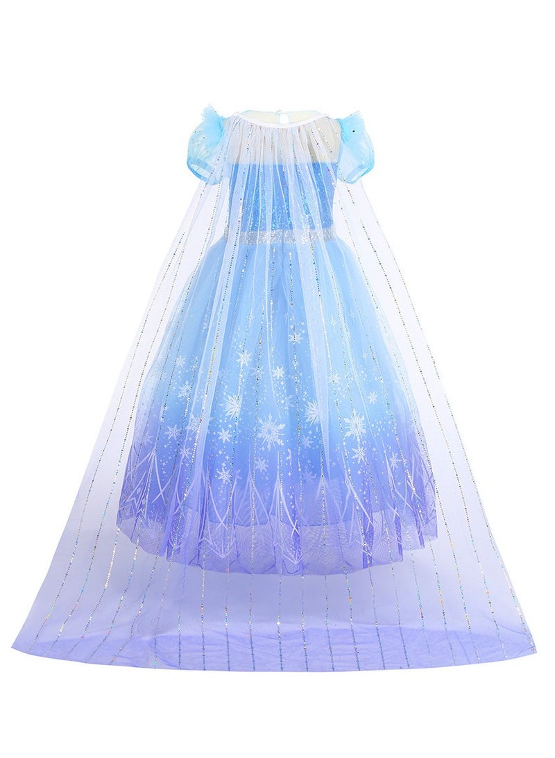 Elsa Princess Costume Carnival Fancy Dress Party Dress Gift For Children's Day Kids Cosplay Carnival Halloween Party Birthday Blue - Image 4