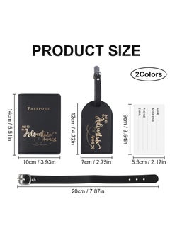 KASTWAVE Passport Covers and Luggage Tags Set, Passport Holder Travel Suitcase Tag Case Organizer for Storing Passport Business Cards Credit Cards Boarding Passes (2 Covers + 2 Tags)  - Image 2