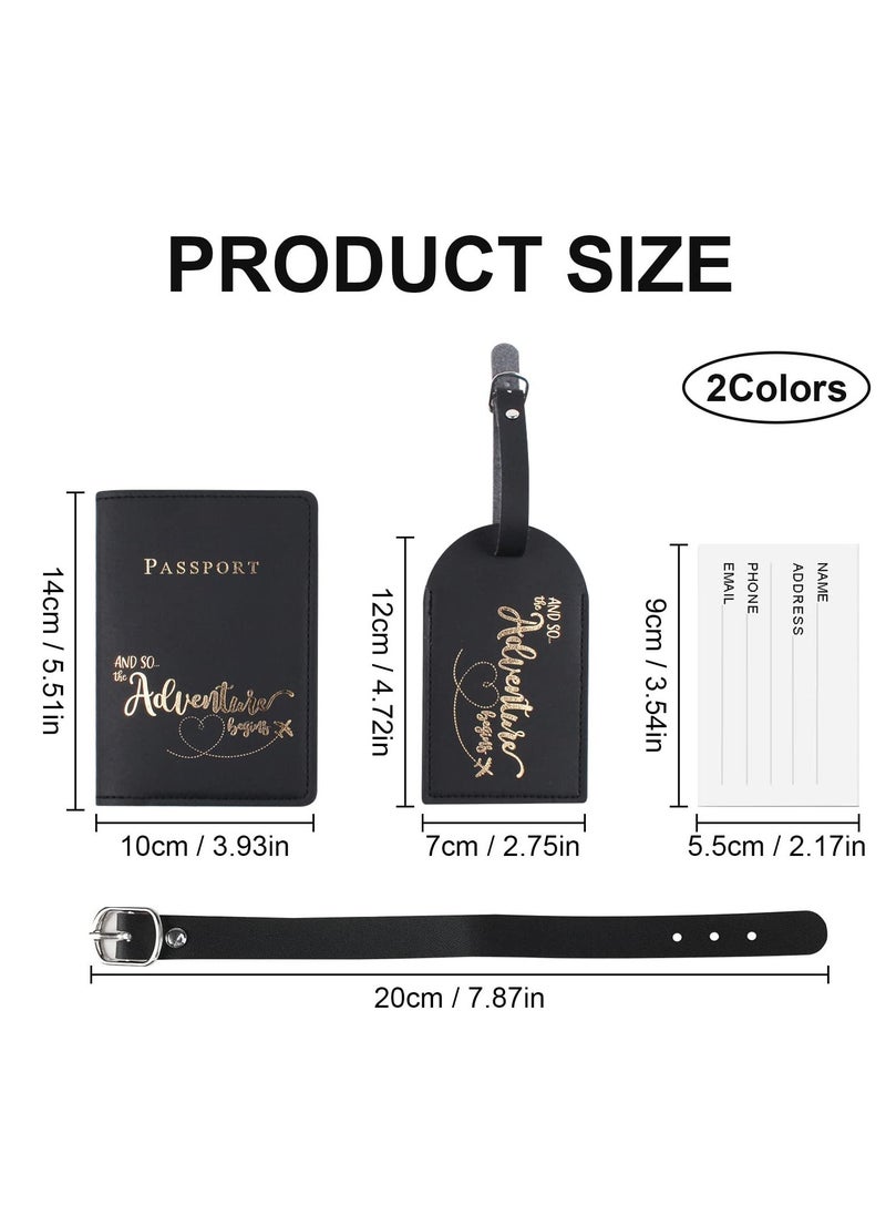KASTWAVE Passport Covers and Luggage Tags Set, Passport Holder Travel Suitcase Tag Case Organizer for Storing Passport Business Cards Credit Cards Boarding Passes (2 Covers + 2 Tags)  - Image 2