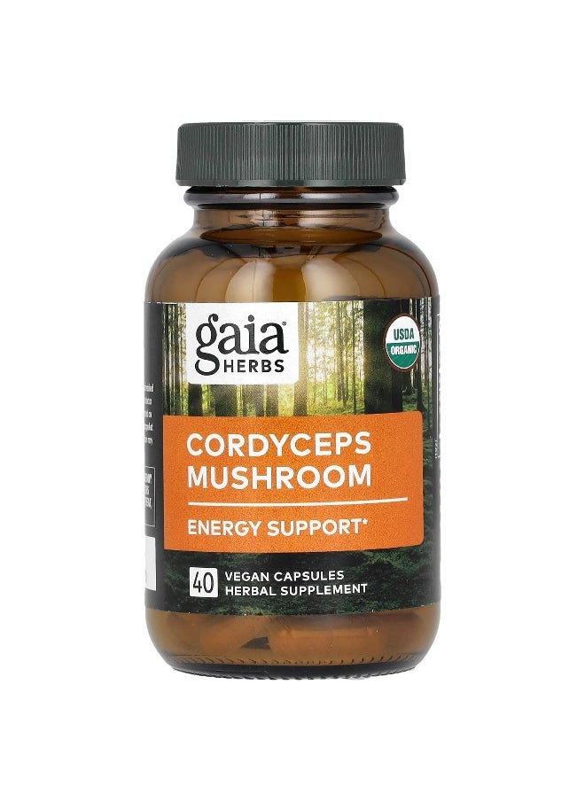 Gaia Herbs - Gaia Herbs, Cordyceps Mushroom, 450 mg, 40 Vegan Capsules - Image 1
