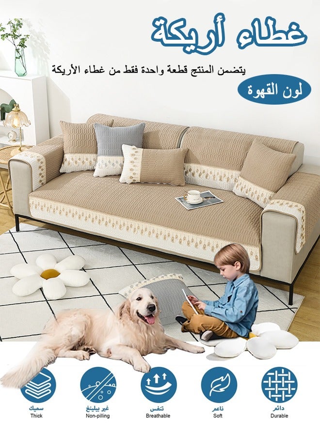 Sofa Cover Sofa Cushion Solid Color Seat Cushion Simple Modern Plush Thickened Non-Slip Solid Wood Sofa Cover Towel Plush Sofa Cushion All-Inclusive Sofa Cover Cover Towel Thickened Non-Slip Simple - Image 1