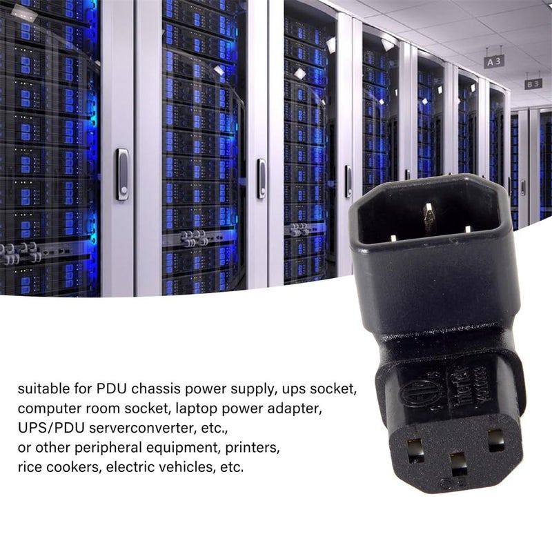 JSER IEC Male C14 to Up Direction Right Angled 90 Degree IEC Female C13 Power Extension Adapter 220V 10A Max - Image 2