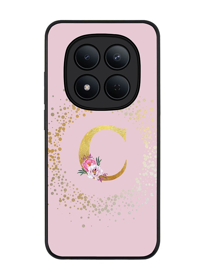 For Xiaomi Redmi Note 15 Pro 5G Case,Slim fit Camera Protection, Shockproof Thin Phone cover  - Custom Monogram Floral - C  (Pink )