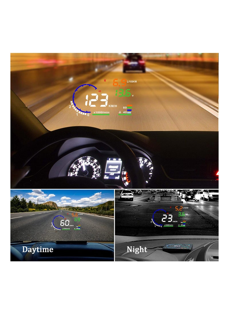 KASTWAVE - HUD Display for Cars OBD2, A8 Head-up Display 5.5 inches, Plug & Play Digital Speedometer MPH RPM, Overspeed Warning, Universal OBDII, EUOBD Auto Speed Heads Up Windshield Display for Cars - Image 1