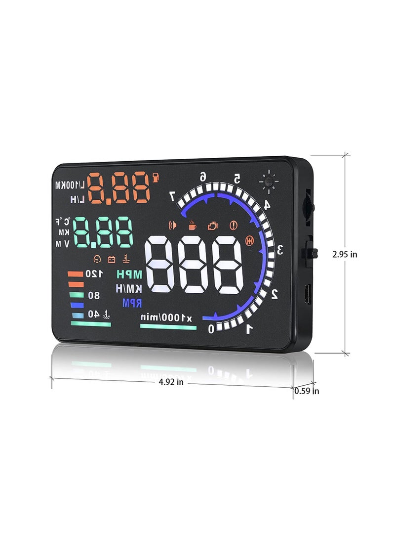 KASTWAVE - HUD Display for Cars OBD2, A8 Head-up Display 5.5 inches, Plug & Play Digital Speedometer MPH RPM, Overspeed Warning, Universal OBDII, EUOBD Auto Speed Heads Up Windshield Display for Cars - Image 1