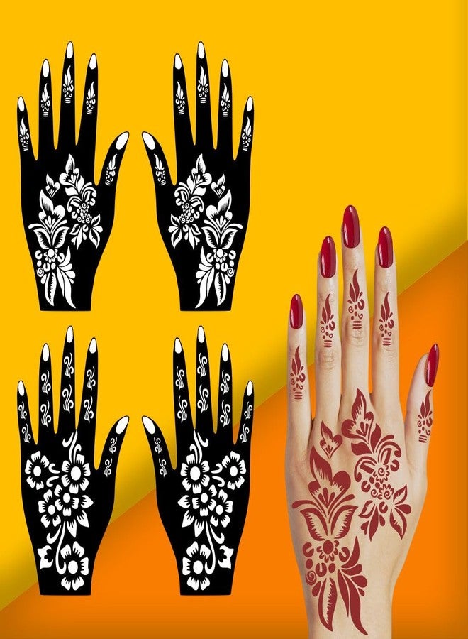 VANVATI Classic Combo Mehndi Stencil Stickers for Timeless Henna Art for Girls and Women Palm, and Finger Design Sticker Pack of 2 - Image 1