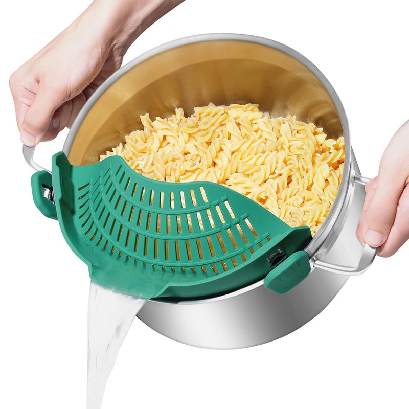 AUOON Oversized Pot Strainer Clip on Silicone - Family-Style Design Pasta Strainer Heat Resistant Kitchen Colander for Spaghetti and Noodles | Dishwasher Safe - Image 1