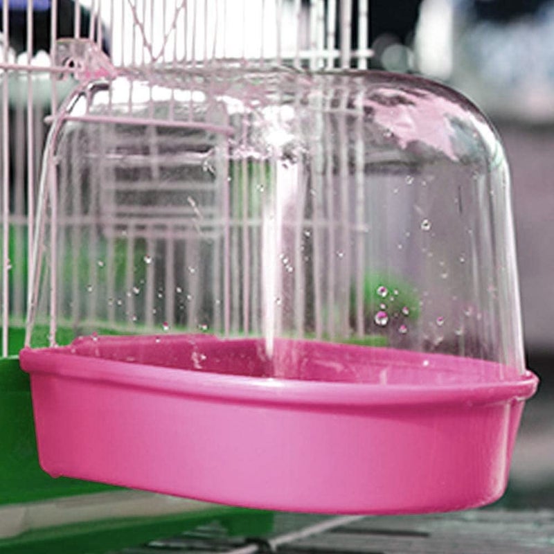 Sage Square Bird Bath Box, Friendly Color Caged Bird Bathing Tub for Small Birds Canary Budgies Parrots (Pink) - Image 5