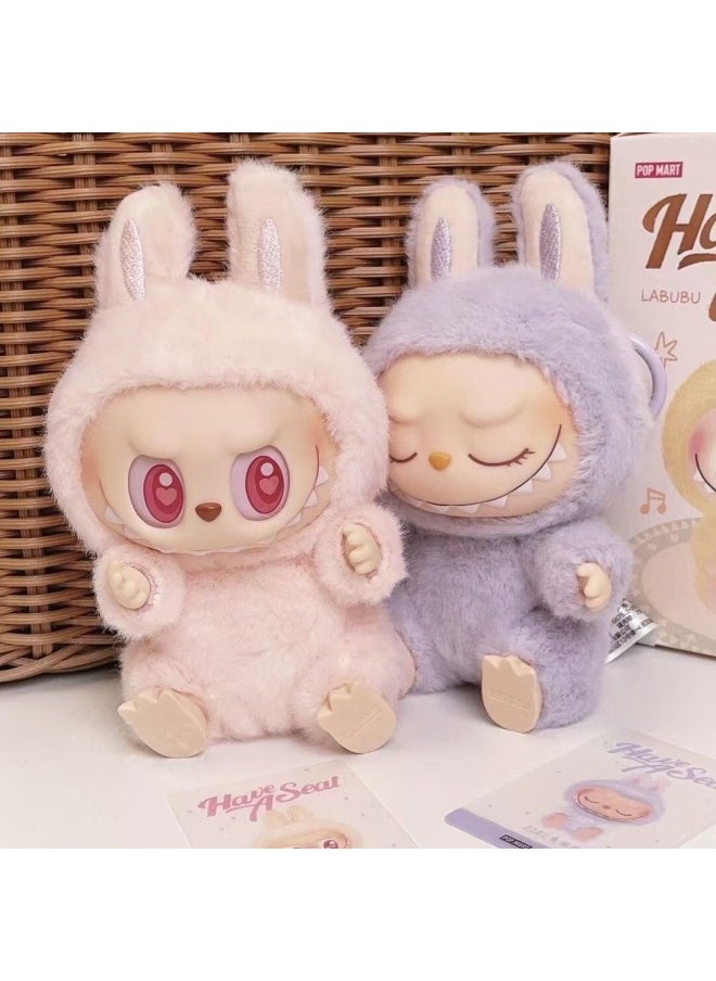 Generic - Labubu Sit Party Plush Blind Box Trendy Play Heart Macaron Cute Doll Doll Keychain Batch-Color:[second Generation 6 Non-duplicate] End Box Lamination - Image 1
