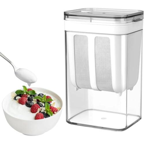 REZDAX® 1100ml Greek Yogurt & Hung Curd Maker – BPA-Free Plastic Container with Stainless Steel Mesh Filter & Lid | Homemade Yogurt, Cheese & Whey Separator | Dishwasher Safe (1) - Image 1