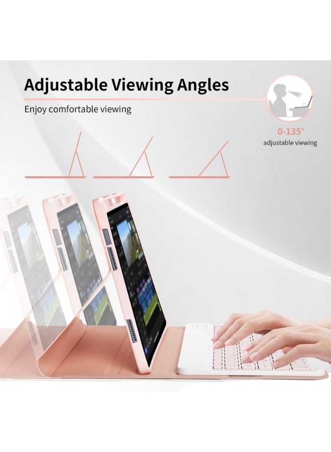أوتشوانغ حافظة لوحة مفاتيح الكمبيوتر اللوحي، متوافقة معشاومي باد 6/باد 6 برو (11 بوصة، 2023)، مع لوحة مفاتيح بلوتوث عربية، وحامل قلم رصاص مدمج، وحافظة لوحة مفاتيح قابلة للفصل - وردي - Image 5