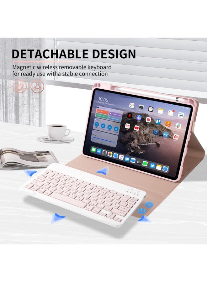 أوتشوانغ حافظة لوحة مفاتيح الكمبيوتر اللوحي، متوافقة معشاومي باد 6/باد 6 برو (11 بوصة، 2023)، مع لوحة مفاتيح بلوتوث عربية، وحامل قلم رصاص مدمج، وحافظة لوحة مفاتيح قابلة للفصل - وردي - Image 3