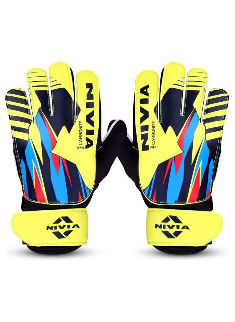Nivia - Carbonite Web Goalkeeper Latex Double Hand Gloves with Grip | Size : Medium | for Men & Women | for Football, Soccer goalkeeping - Image 1