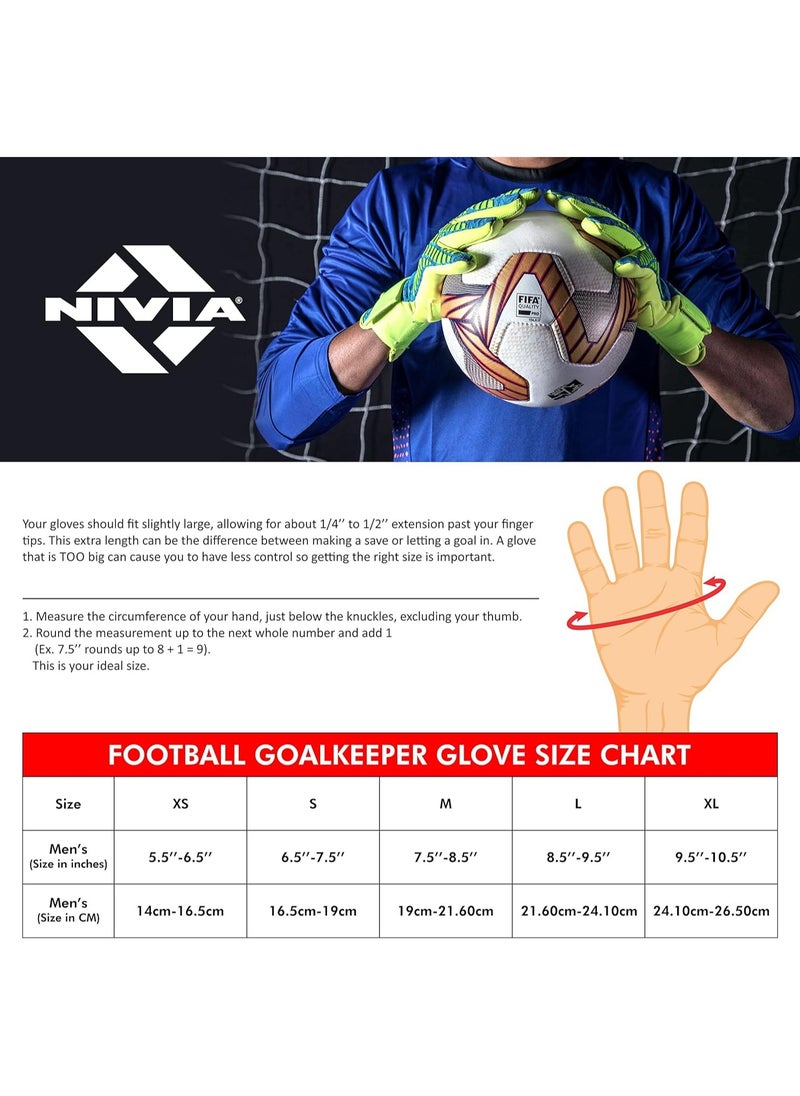 Nivia - Carbonite Web Goalkeeper Latex Double Hand Gloves with Grip | Size : Medium | for Men & Women | for Football, Soccer goalkeeping - Image 1
