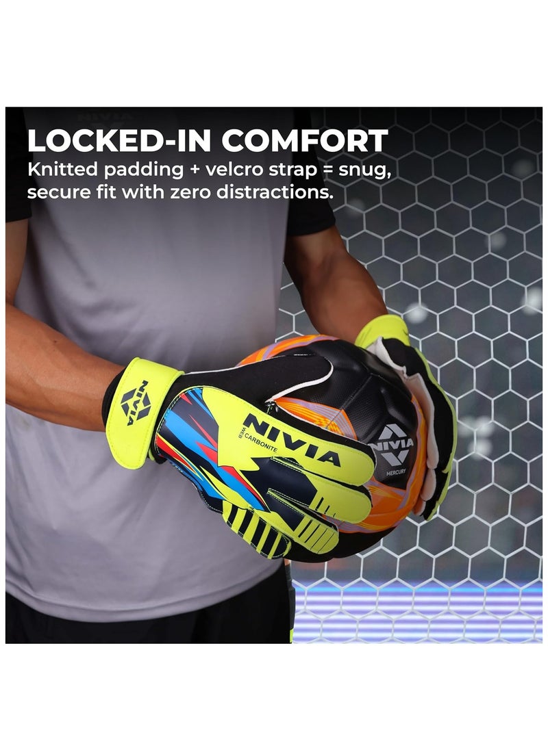 Nivia - Carbonite Web Goalkeeper Latex Double Hand Gloves with Grip | Size : Medium | for Men & Women | for Football, Soccer goalkeeping - Image 1