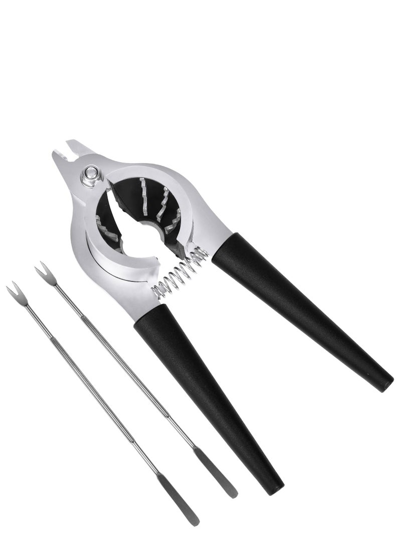 KASTWAVE - Nut Crackers for All Nuts Heavy Duty Nutcrackers Walnut Cracker with Plier for Easy Cracking Stainless Steel Nut Cracker for Pecan Nut Cracker Tool with Non-slip Handle-2 Picks Included-Black - Image 1