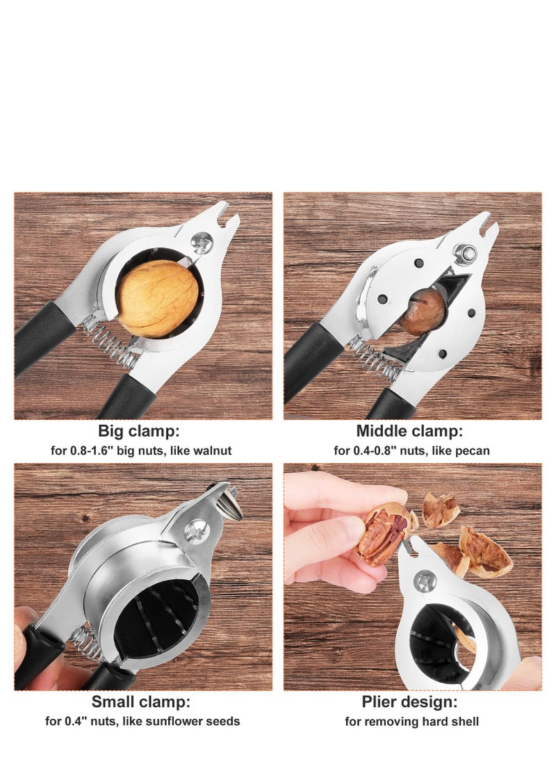 KASTWAVE - Nut Crackers for All Nuts Heavy Duty Nutcrackers Walnut Cracker with Plier for Easy Cracking Stainless Steel Nut Cracker for Pecan Nut Cracker Tool with Non-slip Handle-2 Picks Included-Black - Image 1