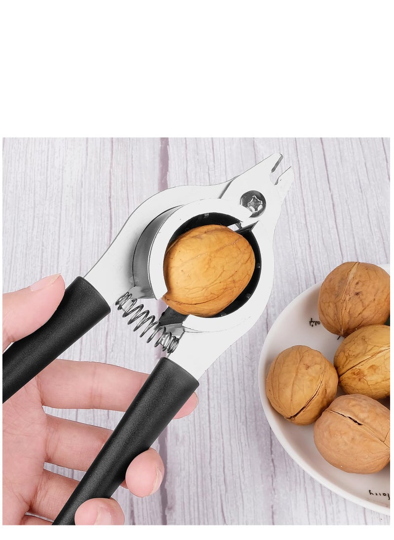 KASTWAVE - Nut Crackers for All Nuts Heavy Duty Nutcrackers Walnut Cracker with Plier for Easy Cracking Stainless Steel Nut Cracker for Pecan Nut Cracker Tool with Non-slip Handle-2 Picks Included-Black - Image 1