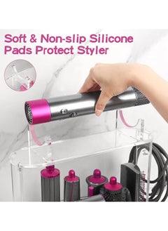 Eworld Acrylic Storage Holder for Dyson Airwrap Styler Accessories, Features 6 Holes, Long Barrel, Diffuser and Cord Hook for Neat Organization on Countertop in Bathroom, Kitchen and Beyond  - Image 3