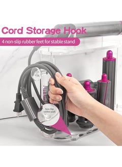 Eworld Acrylic Storage Holder for Dyson Airwrap Styler Accessories, Features 6 Holes, Long Barrel, Diffuser and Cord Hook for Neat Organization on Countertop in Bathroom, Kitchen and Beyond  - Image 4