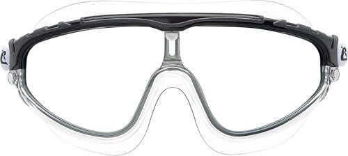 Cressi Skylight Swim Goggles Wide Vision AntiFog Swim Mask UV Protection Pool Goggles Silicone Strap Swimming Gear ClearBlackGrey - Image 1