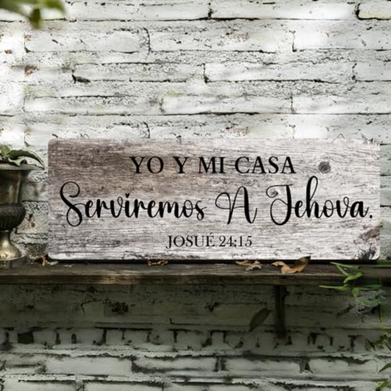 16.5 x 6 Inches Spanish Bible Verses Wall Decor Christian Spanish Wood Plaque Sign Yo Y Mi Casa Serviremos a Jehova Wall Sign Farmhouse Rustic Wooden Wall Art for Home Wall Decor - Image 3
