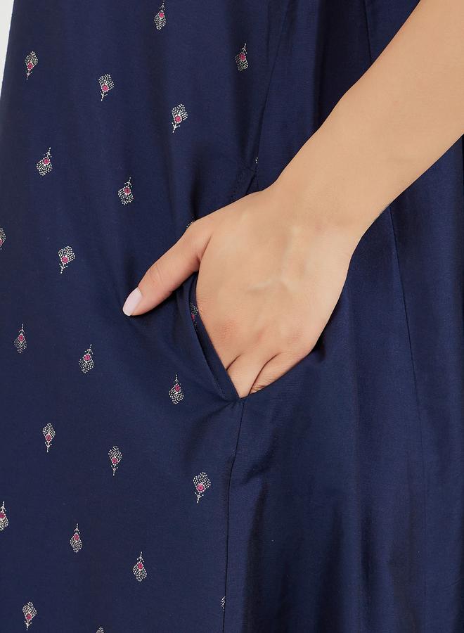 Styli Textured Foil Print Flared Jalabiya  - Image 5
