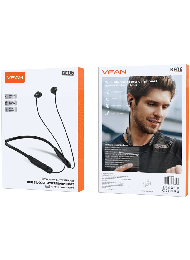 VFAN Neckband Bluetooth Headset BE06-Black