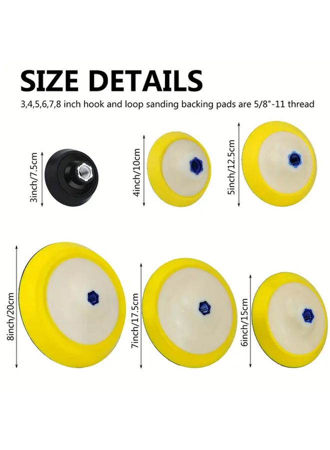 8 Inch Hook and Loop Backing Plate 5/8 Inch Thread Sanding Backing Pad for Rotary Polisher and Sander - Image 2
