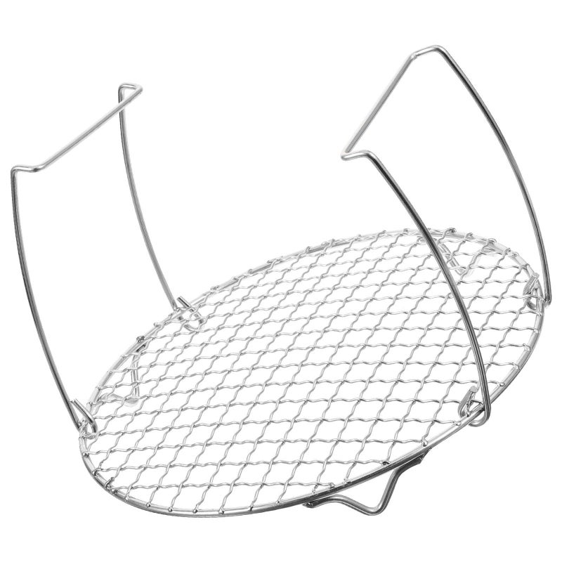 Stainless Steel Round Steaming Rack With Handles For Rice Cooker Air Fryer - Image 2