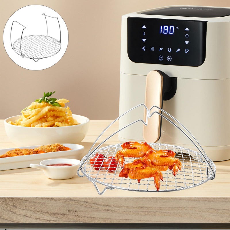 Stainless Steel Round Steaming Rack With Handles For Rice Cooker Air Fryer - Image 4