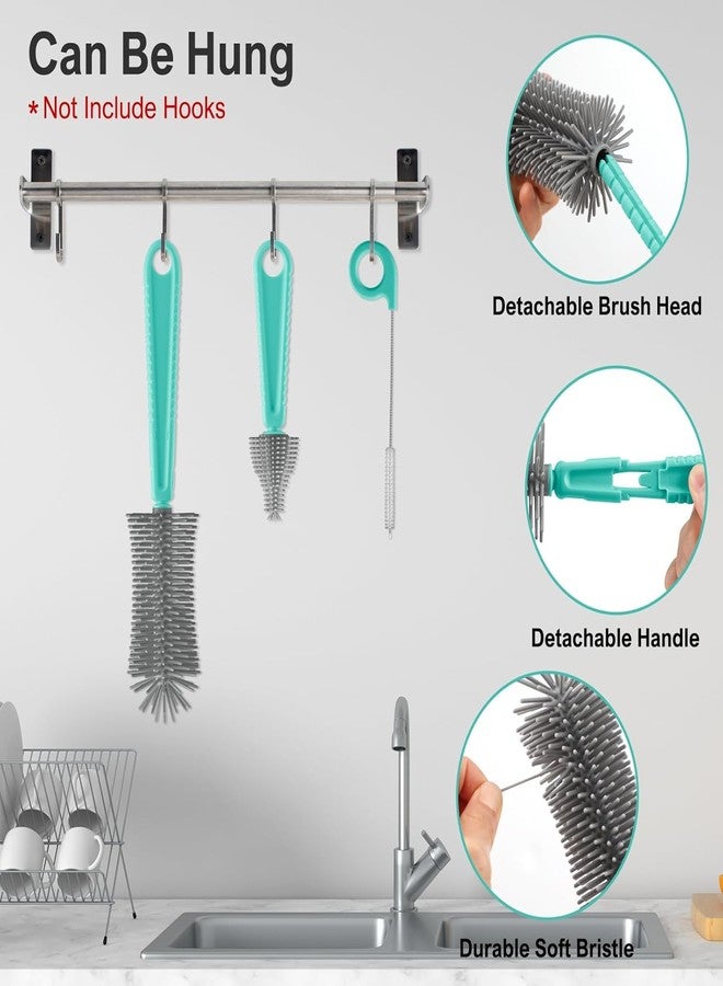 Onomie 6 in 1 Baby Bottle Cleaner Set with Drying Rack,Silicone Baby Bottle Brush,Straw,Nipple Brush,Soap Dispenser and Storage Box, Portable Essentials for Home&Travel(Deep Blue) - Image 5
