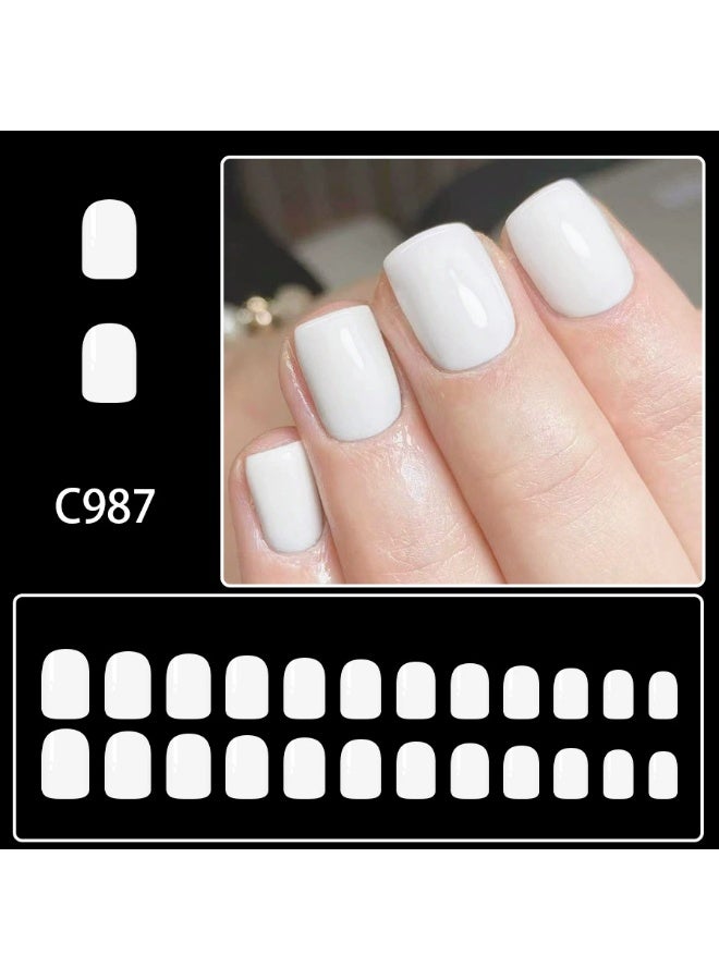 Goolsky Minimalist Sweet Solid White Short Press-on Nails - Image 2