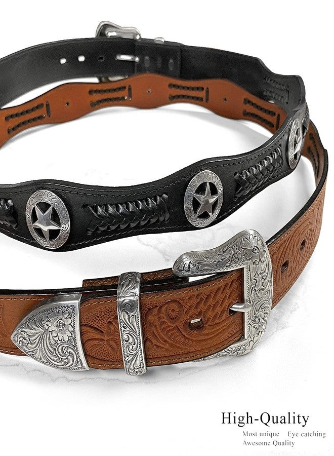 بيلتس.كوم حزام رعاة البقر النسائي ذو الشارة النجمية الغربية والمزين بزخارف كونشو، مصنوع من الجلد الطبيعي المضفر (مقاس 42، أسود) - Image 4