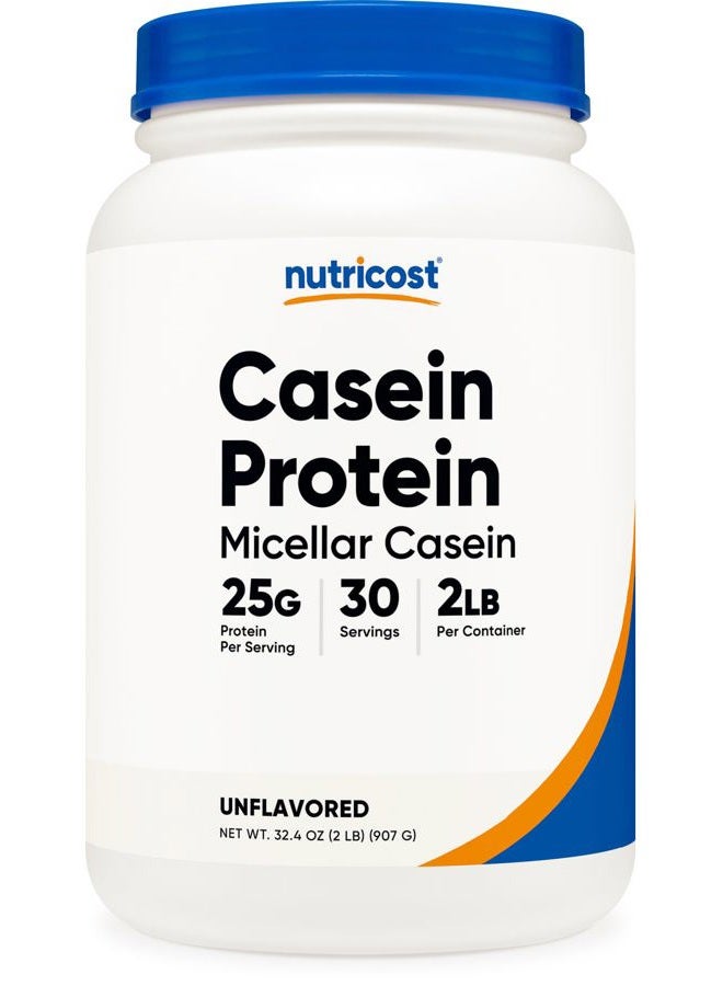 Nutricost مسحوق بروتين كازين 2 رطل - كازين ميكلي، خالي من الغلوتين، غير معدل وراثيًا (بدون نكهة) - Image 1