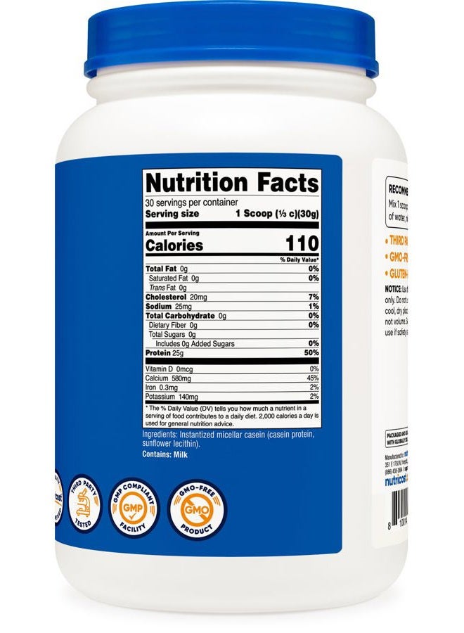 Nutricost مسحوق بروتين كازين 2 رطل - كازين ميكلي، خالي من الغلوتين، غير معدل وراثيًا (بدون نكهة) - Image 5